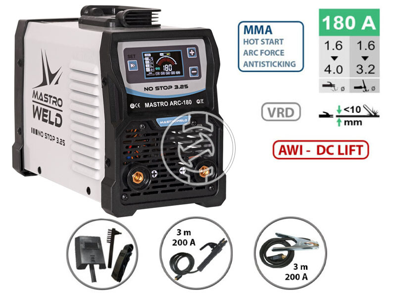 Mastroweld ARC-180 bevontelektródás inverteres hegesztőgép 20 - 180 A | 230 V