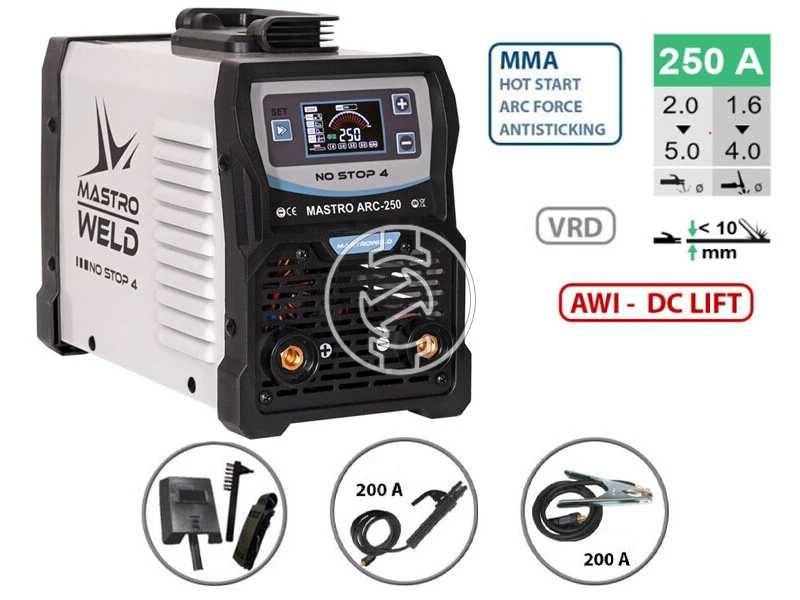 Mastroweld ARC-250 bevontelektródás inverteres hegesztőgép 20 - 250 A | 230 V