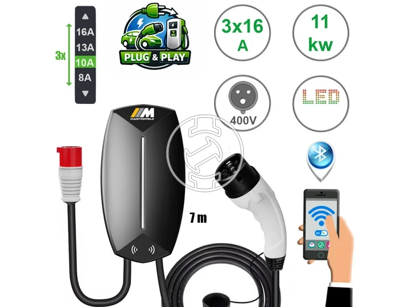 Kép: Mastroweld EVOCHARGE elektromos auto tolto 11 kW  3 x 16 A  400 V  7 m_0.webp