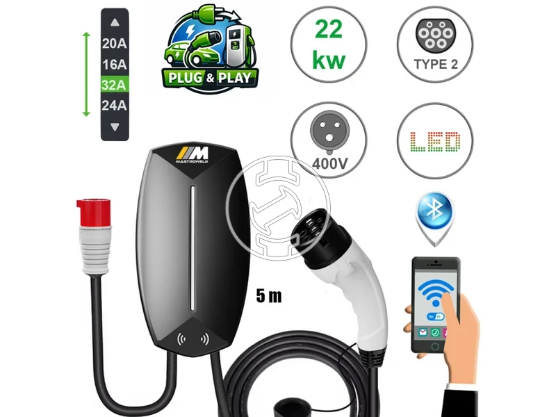 Kép: Mastroweld EVOCHARGE elektromos auto tolto 22 kW 3 x 32 A 400 V 5 m_1.webp
