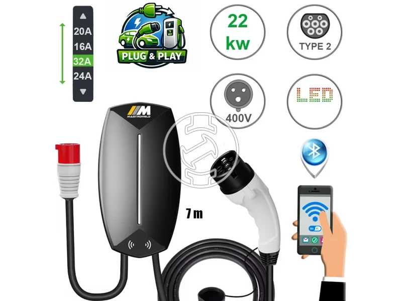Kép: Mastroweld EVOCHARGE elektromos auto tolto 22 kW  3 x 32 A  400 V  7 m_0.webp