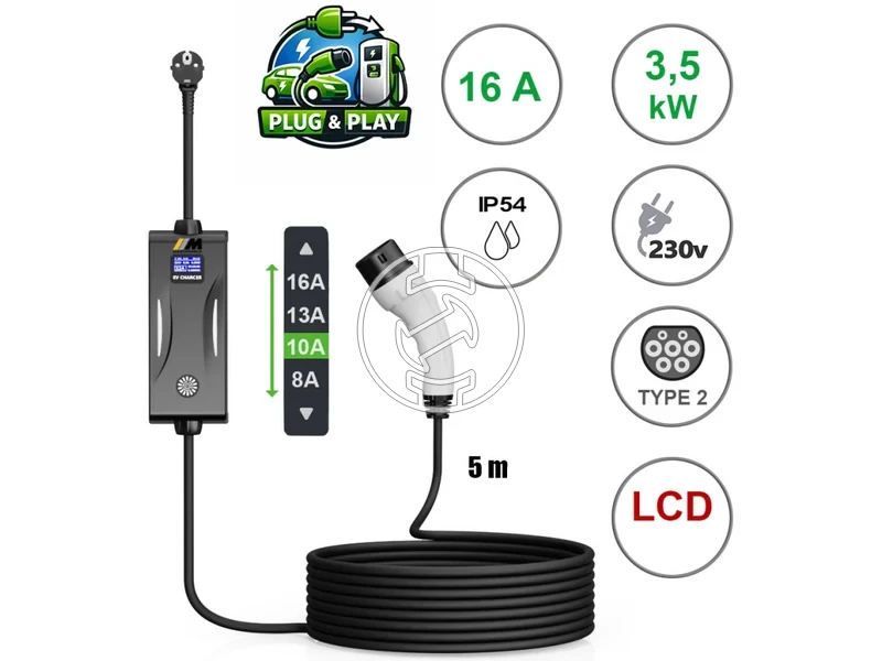 Kép: Mastroweld EVOCHARGE elektromos auto tolto 35 kW 8 - 16 A 230 V 5 m_0.webp