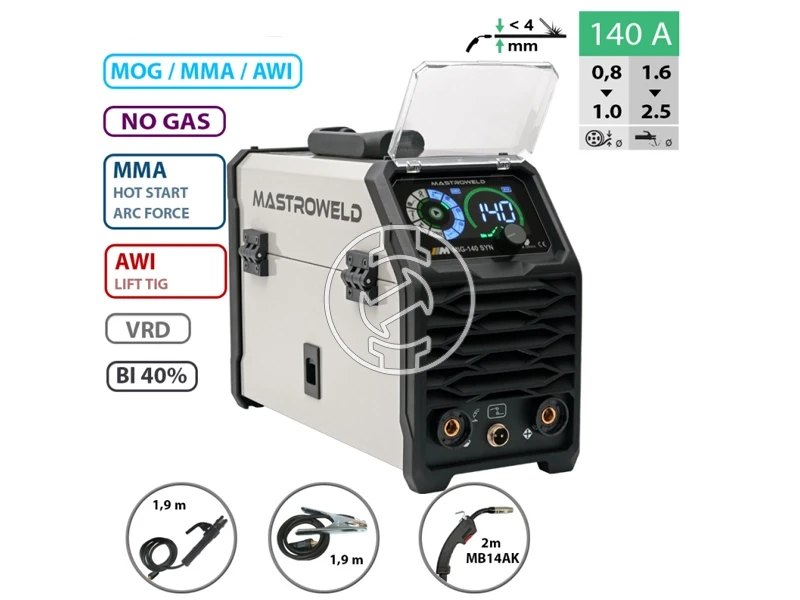 Mastroweld MASTRO MIG-140 SYN fogyóelektródás védőgázas inverteres hegesztő