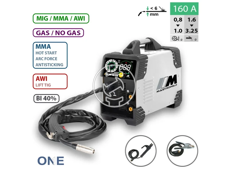 Mastroweld MASTRO MIG-180 SYN fogyóelektródás védőgázas inverteres hegesztő 35 - 180 A | 230 V