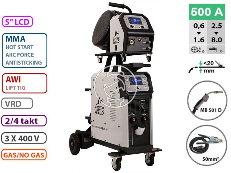 Mastroweld MIG-500 fogyóelektródás védőgázas inverteres hegesztő 40 - 500 A | 400 V