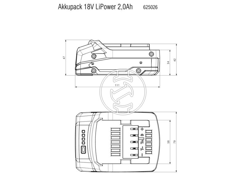 Metabo 18 V 2 Ah Li-Power akkumulátor