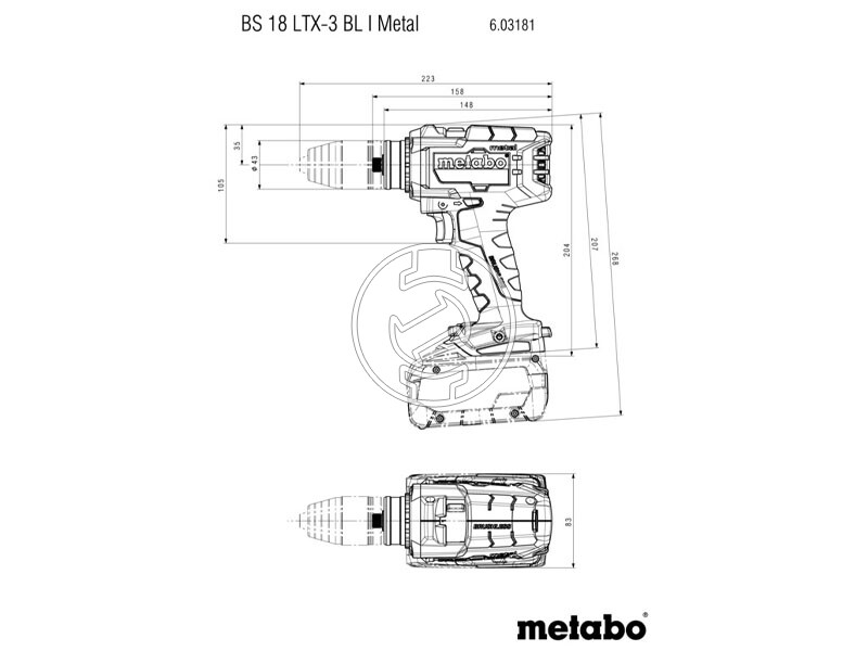 Metabo BS 18 LTX-3 BL I Metal akkus fúrócsavarozó tokmányos MetaBOX-ban