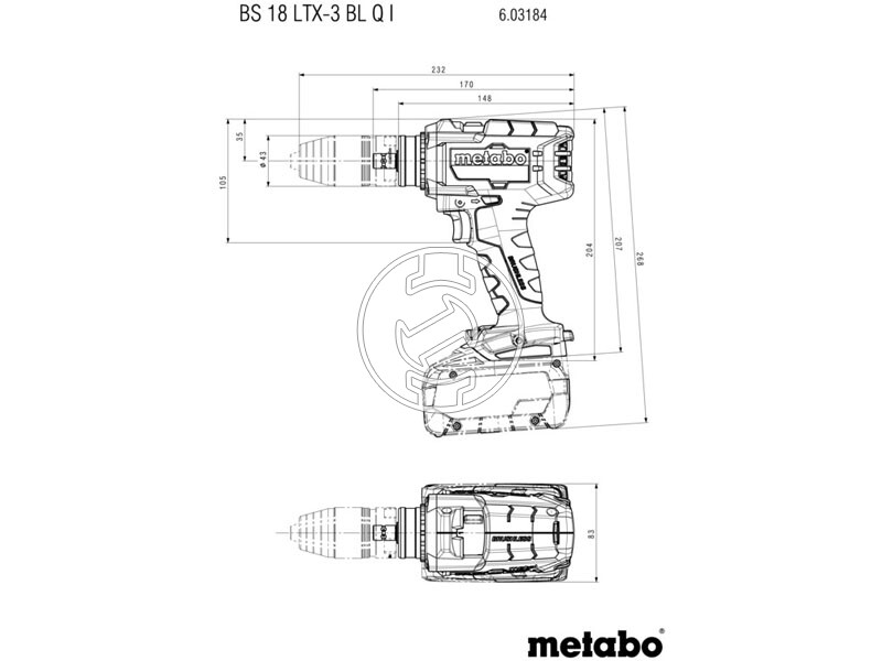 Metabo BS 18 LTX-3 BL Q I akkus fúrócsavarozó tokmányos MetaBOX-ban (akku és töltő nélkül)