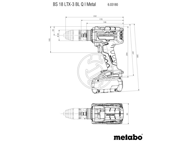 Metabo BS 18 LTX-3 BL Q I METAL akkus fúrócsavarozó