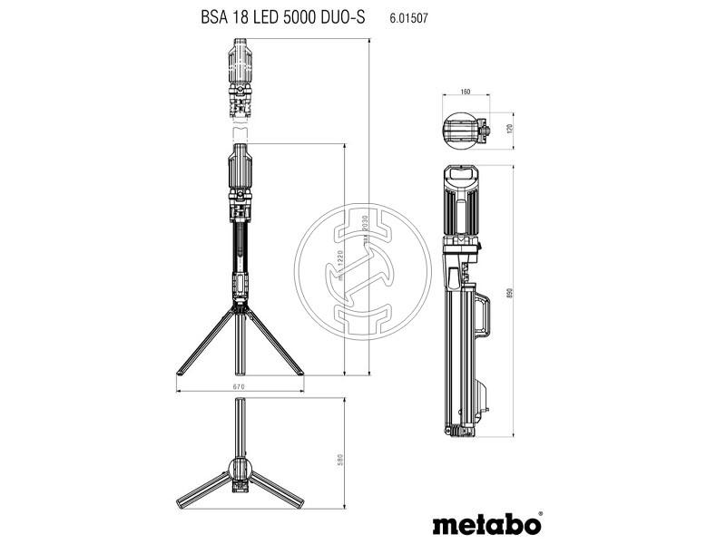 Metabo BSA 18 LED 5000 DUO-S akkus teleszkópos térmegvilágító lámpa