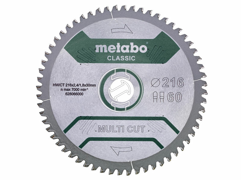 Metabo fűrészlap ˝multi cut - classic˝, 216x30, Z60 FZ/TZ, 5°neg.