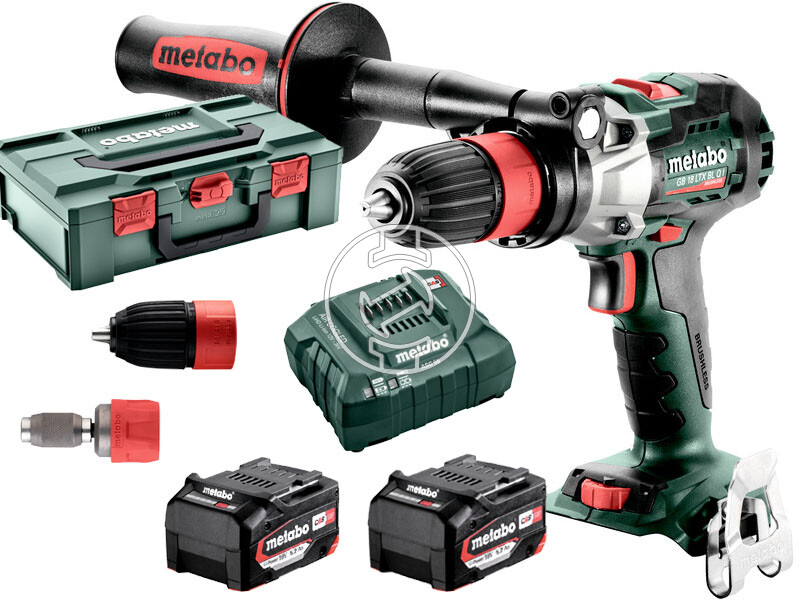 Metabo GB 18 LTX BL Q MB akkus menetfúró 18 V | 65 Nm/130 Nm | 1,5 - 13 mm | Szénkefementes | 2 x 5,2 Ah akku + töltő | metaBOX-ban