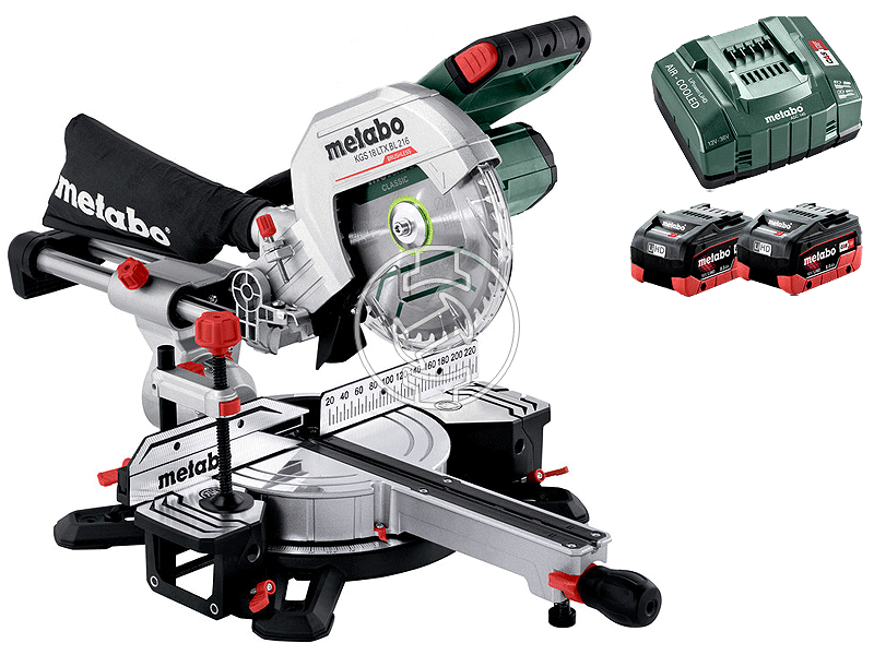 Metabo KGS 18 LTX BL 216 akkus gérvágó 18 V | Fűrészlap 216 mm x 30 mm | Vágás max. 70 x 305 mm | Szénkefementes | 2 x 8 Ah akku + töltő