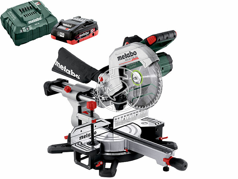 Metabo KGS 18 LTX BL 254 akkus gérvágó 18 V | Fűrészlap 254 mm x 30 mm | Vágás max. 92 x 305 mm | Szénkefementes | 1 x 4 Ah akku + töltő