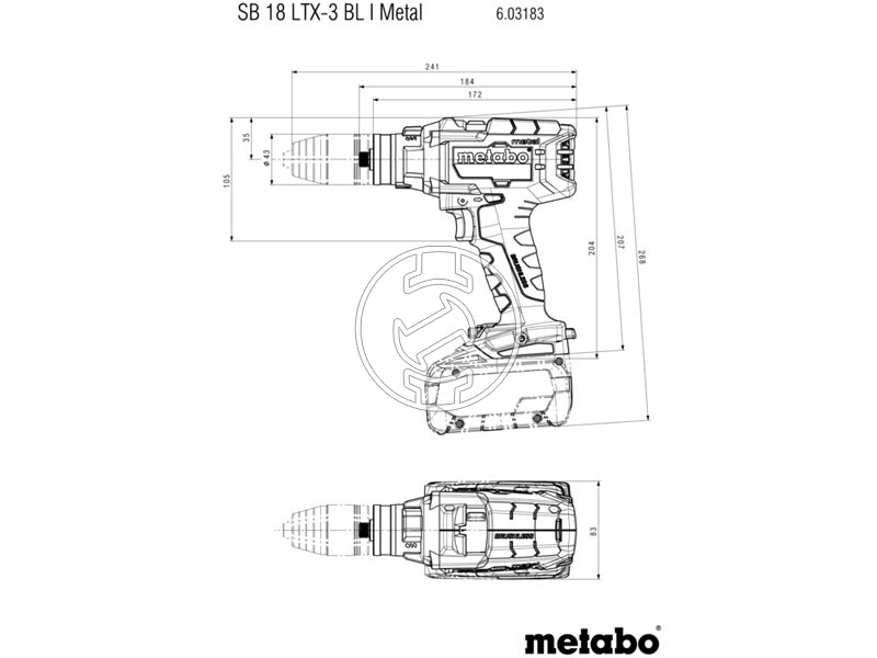 Metabo SB 18 LTX-3 BL I Metal akkus ütvefúró-csavarozó MetaBOX-ban (akku és töltő nélkül)
