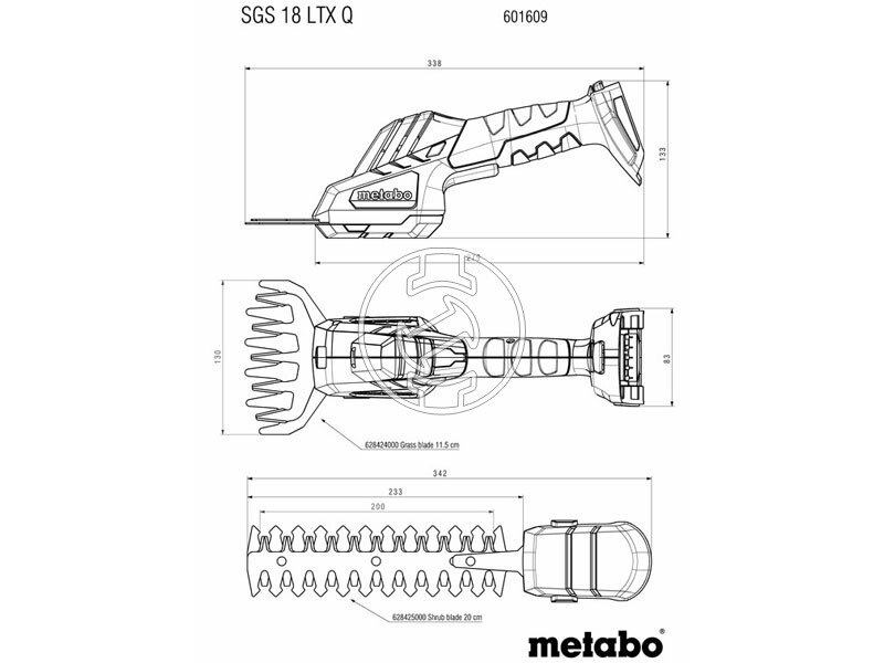 Metabo SGS 18 LTX Q akkus fűnyíró olló kofferben (akku és töltő nélkül)