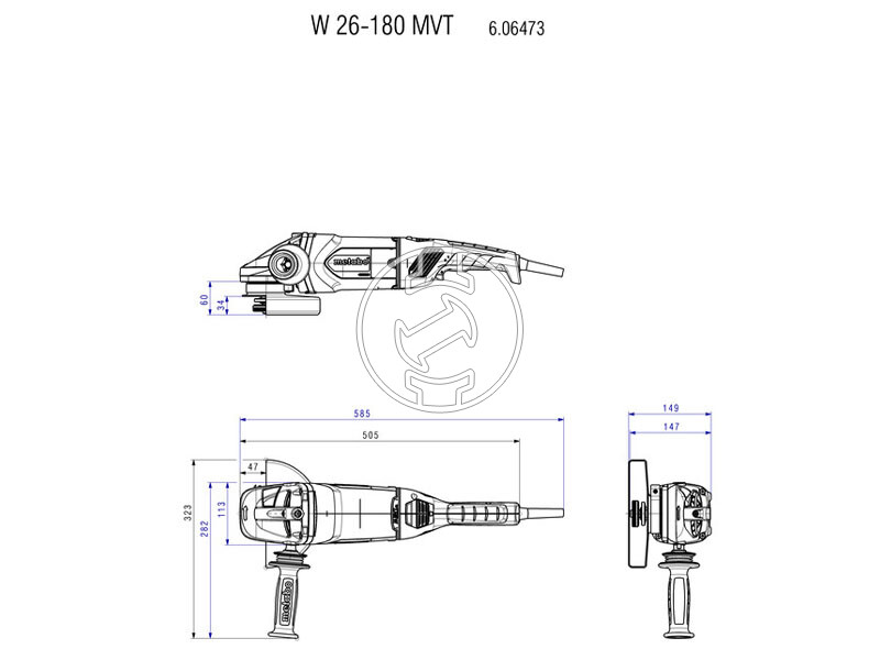 Metabo W 26-180 MVT elektromos sarokcsiszoló