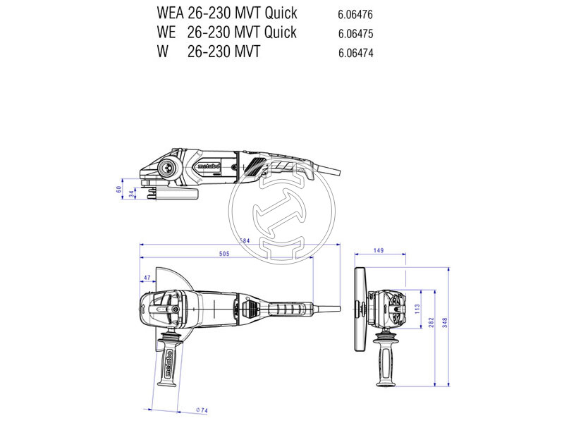 Metabo WEA 26-230 MVT Quick elektromos sarokcsiszoló