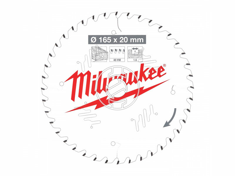 Milwaukee 165 x 20 x 40T körfűrészlap fához