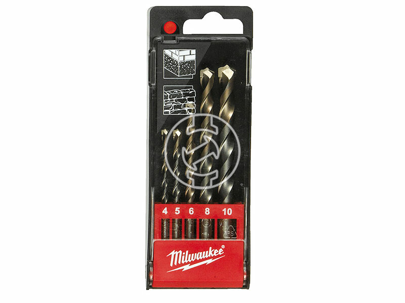 Milwaukee / 4, 5, 6, 8, 10 mm / ( 5 darabos) Műanyag dobozban kőzetfúró készlet