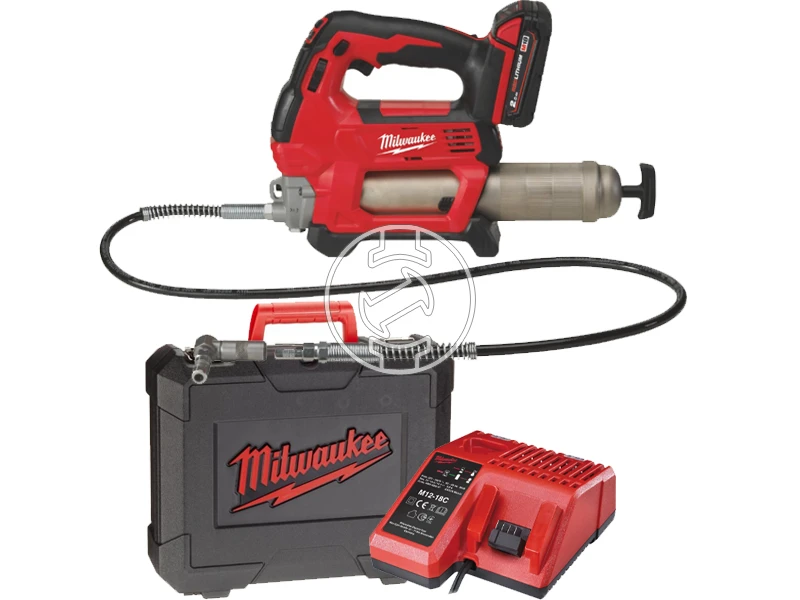 Milwaukee M18 GG-201C akkus zsírzópisztoly 18 V | 400 ml | 562 bar | Szénkefés | 1 x 2 Ah akku + töltő | Kofferben