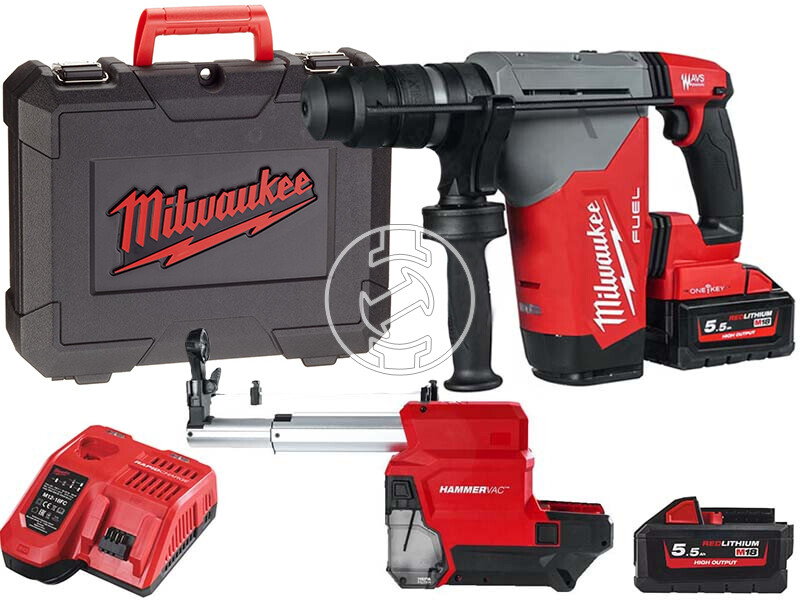 Milwaukee M18ONEFHPXDEL-552C SDS-Plus akkus fúrókalapács porelszívóval