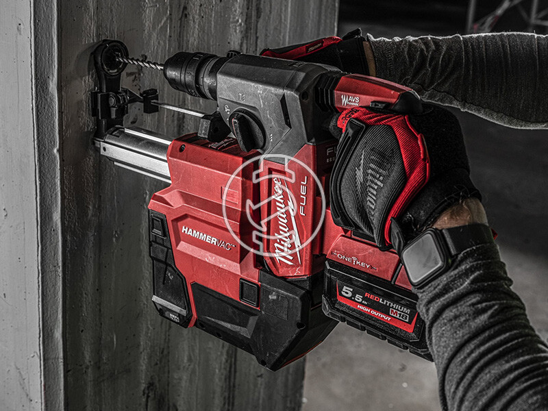 Milwaukee M18ONEFHXDEL-552C 4 fokozatú SDS-Plus akkus fúrókalapács porelszívóval
