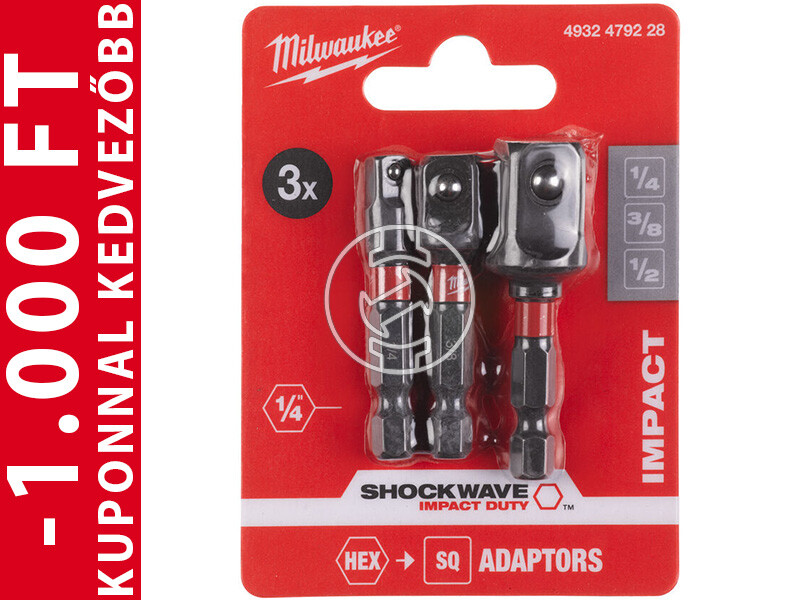 Milwaukee Shockwave 3 részes dugókulcsfej adapter készlet