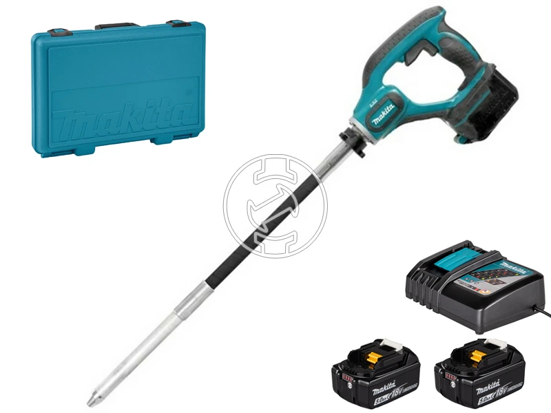 Makita DVR450RTE akkus betontömörítő 18 V | 1,2 m | 25 mm | Szénkefés | 2 x 5 Ah akku + töltő | Kofferben