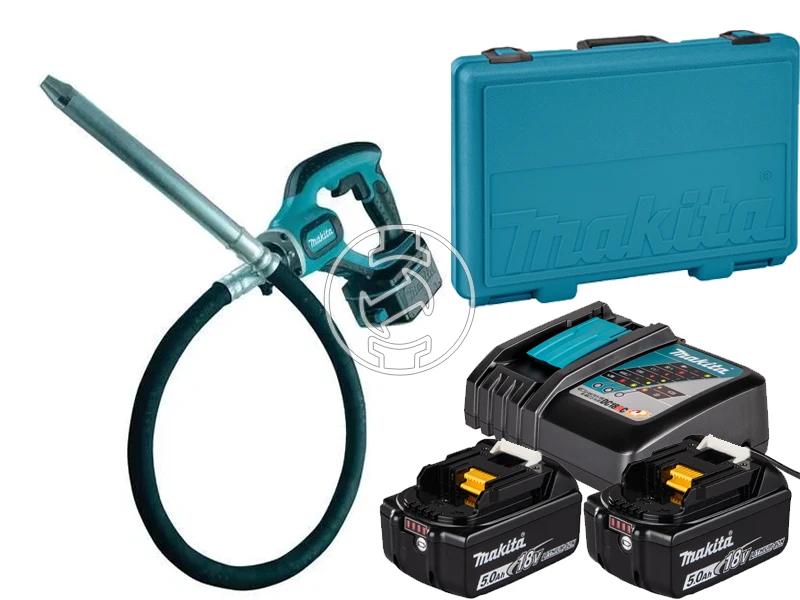 Makita DVR450RTE akkus betontömörítő 18 V | 1,2 m | 25 mm | Szénkefés | 2 x 5 Ah akku + töltő | Kofferben