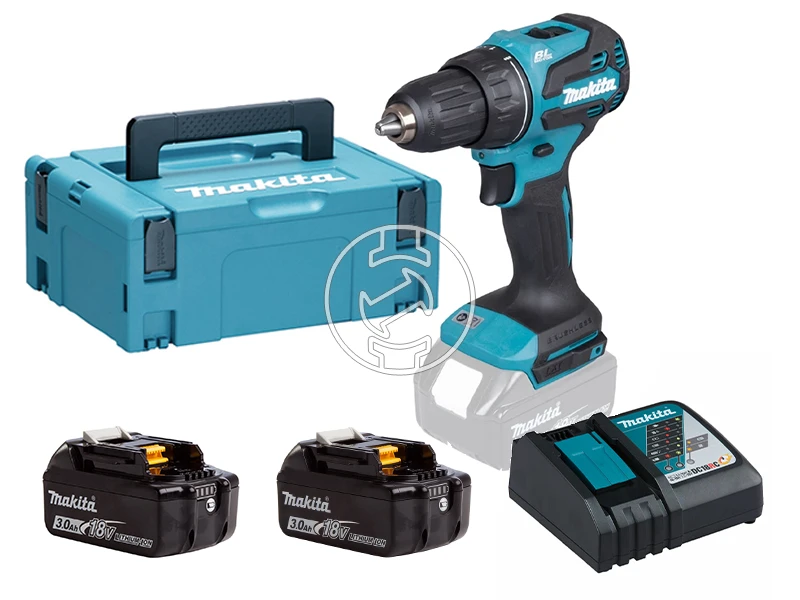 Makita DDF490RFJ akkus fúrócsavarozó tokmányos 18 V | 65 Nm | Szénkefementes | 2 x 3 Ah akku + töltő | MakPac-ban