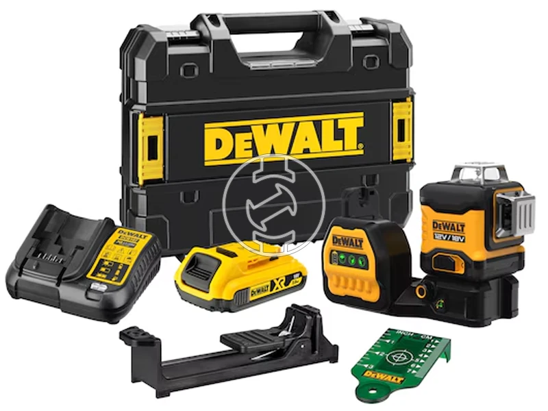 DeWalt DCE089D1G18-QW Zöld vonallézer Hatósugár jelfogóval: 0 - 50 m | 1 x 2 Ah akku + töltő | TSTAK kofferben