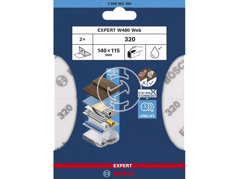 Bosch EXPERT tépőzáras excentercsiszolóháló G320 2 db