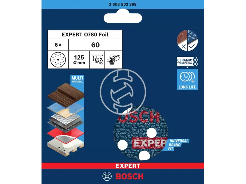 Bosch EXPERT fólia tépőzáras excentercsiszolópapír 125mm G60