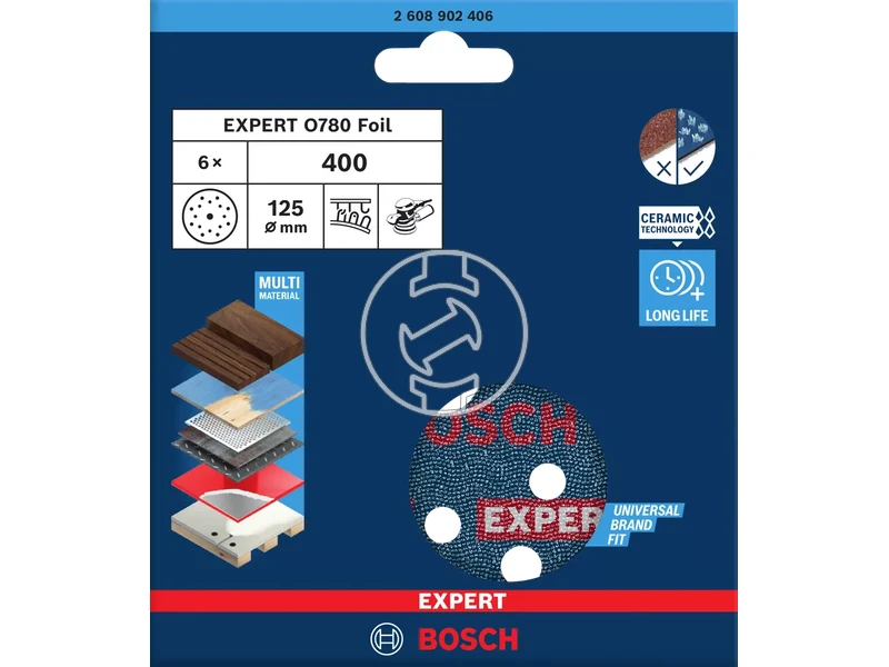 Bosch EXPERT fólia tépőzáras excentercsiszolópapír 125mm G400