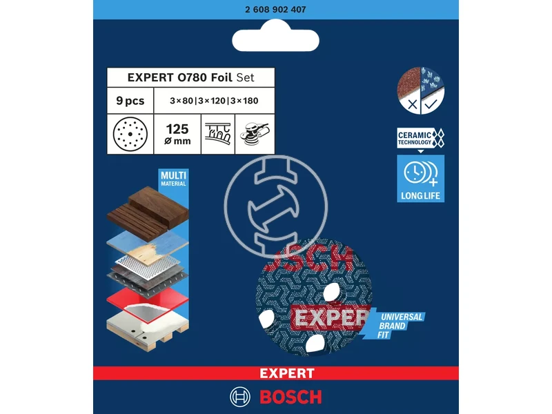 Bosch EXPERT fólia tépőzáras excentercsiszolópapír készlet 125mm 3x80/120/180