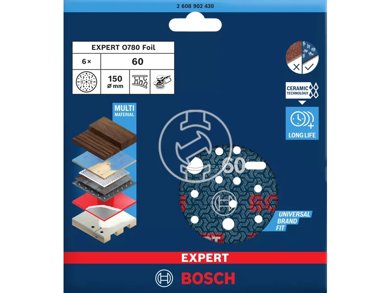 Bosch EXPERT fólia tépőzáras excentercsiszolópapír 150mm G60