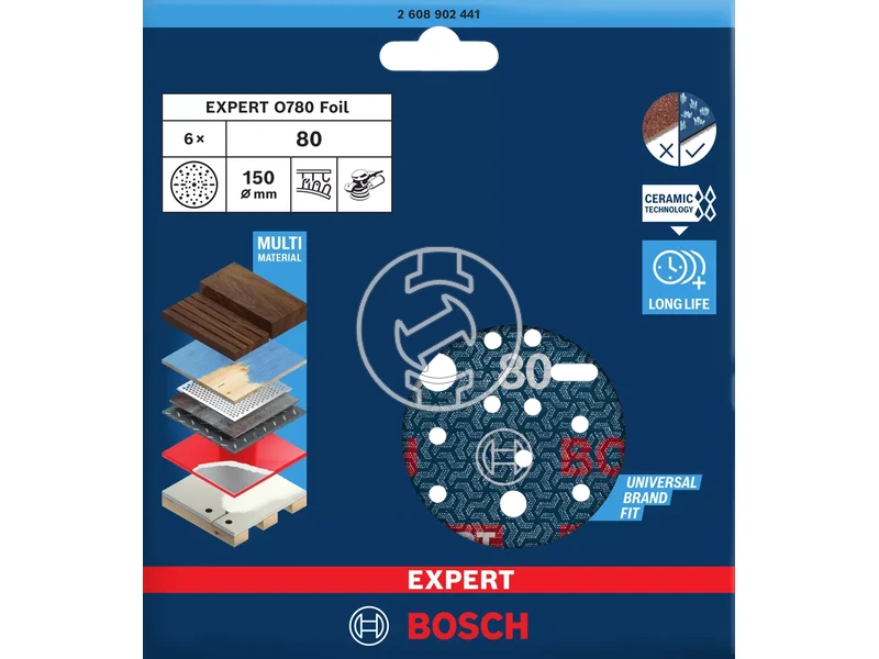 Bosch EXPERT fólia tépőzáras excentercsiszolópapír 150mm G80
