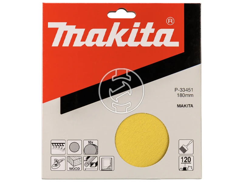 Makita 180 mm tépőzáras excentercsiszolópapír Szemcse: K120 | 10 db