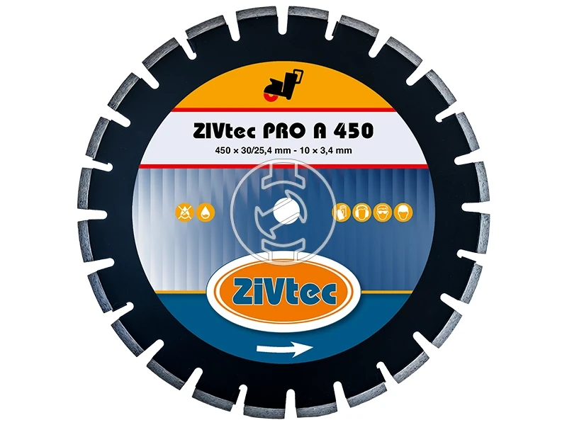 ZIVtec PRO A450 gyémánt vágótárcsa 450 x 25,4 mm