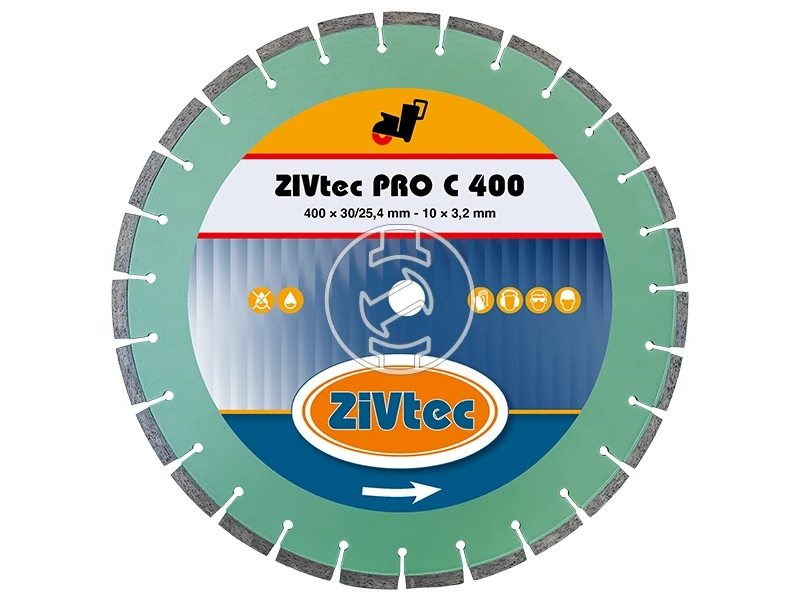 ZIVtec LCQ-400 gyémánt vágótárcsa 400 x 25,4 mm