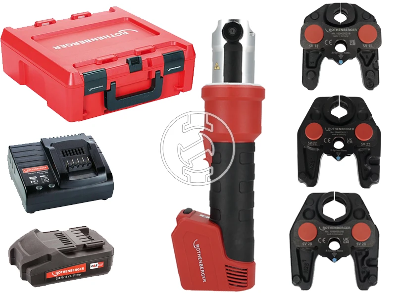 Rothenberger ROMAX NANO Akkus csőprés iJAW Set SV, 15–22–28 mm, 1× 2 Ah CAS