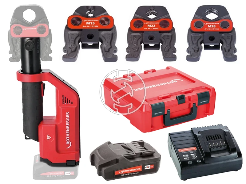 Rothenberger Romax Compactr III Set M15-22-28 akkus csőprés Compact | 18 V | 12 - 40 mm | 19 kN | Szénkefés | 2 x 2 Ah akku + töltő | Rocase-ben