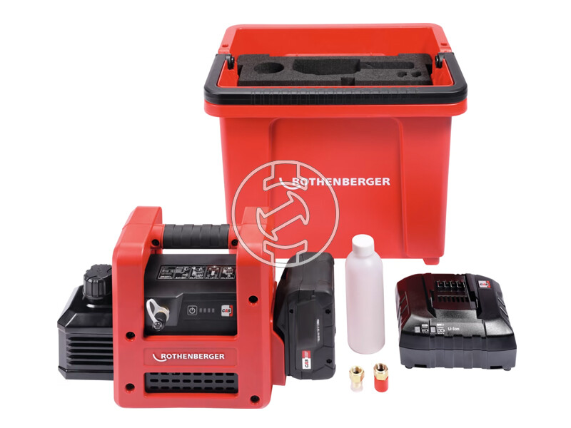 Rothenberger Roairvac R32 2.0 CL akkus vákuumszivattyú 18 V | 57 l/perc | Szénkefementes | 1 x 8 Ah akku + töltő