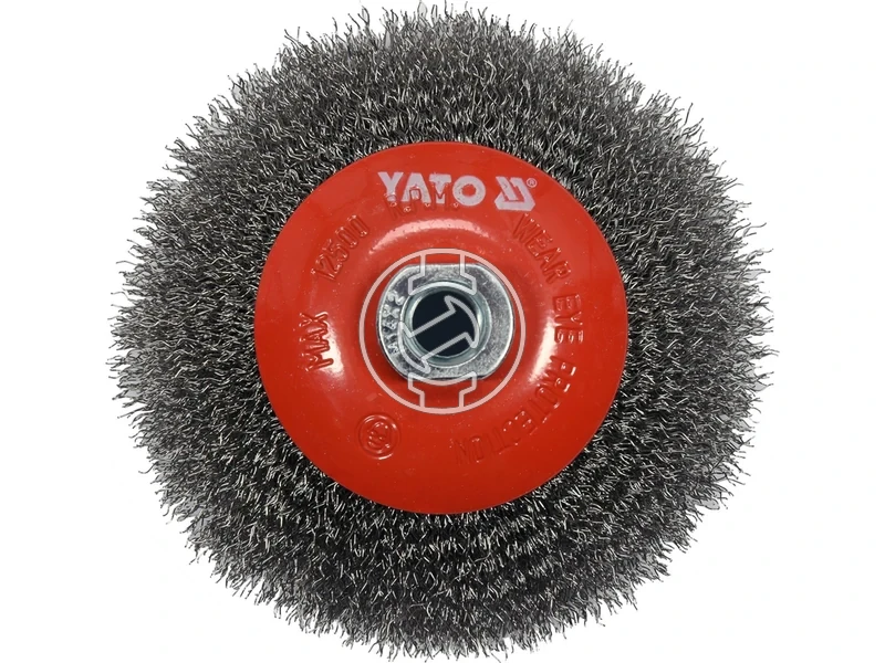 Kép: Rozsdamentes acel INOX cseszekefe 125 mm M14 menet.webp