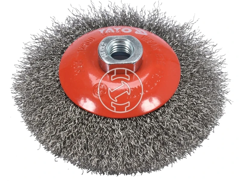 Kép: Rozsdamentes acel INOX cseszekefe 125 mm M14 menet.webp