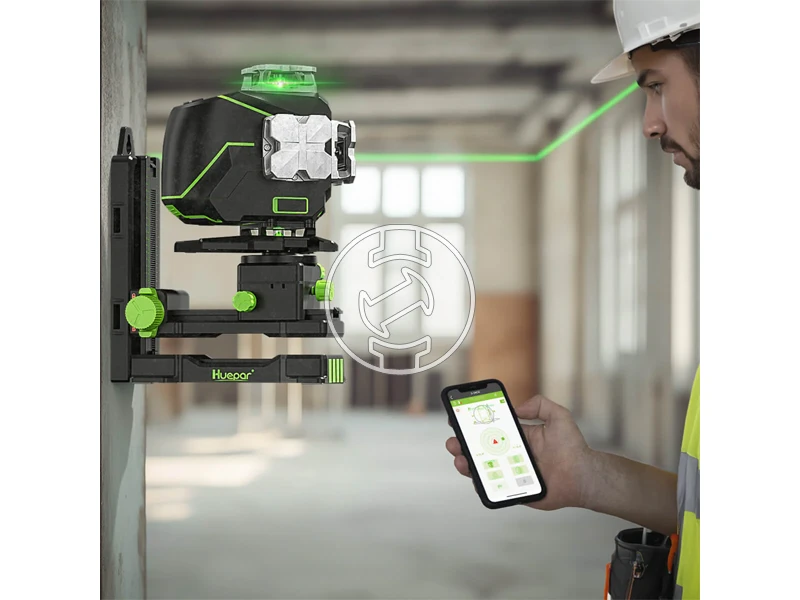 Huepar S04CG Zöld vonallézer Hatósugár jelfogóval: 0 - 60 m