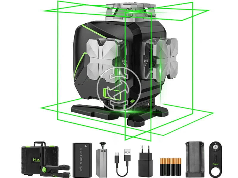 Huepar S04CG Zöld vonallézer Hatósugár jelfogóval: 0 - 60 m