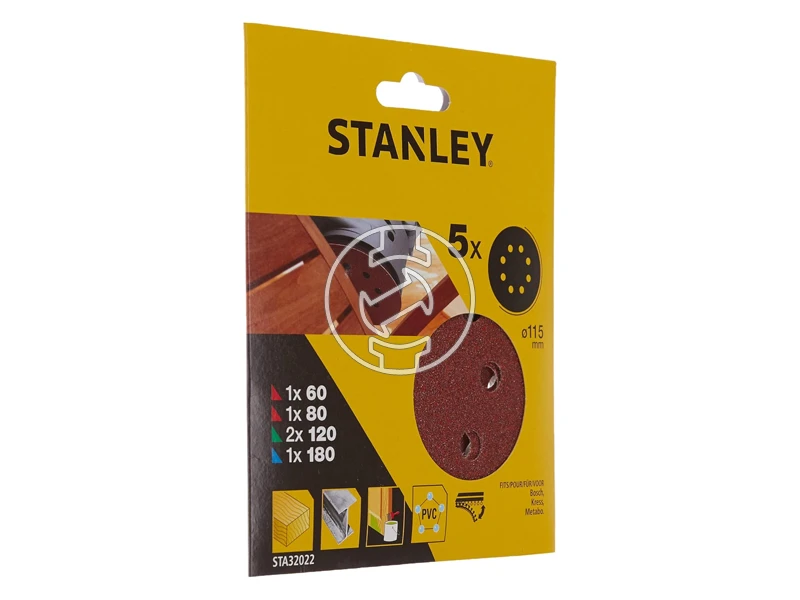 Stanley tépőzáras excentercsiszolópapír 115mm Asst