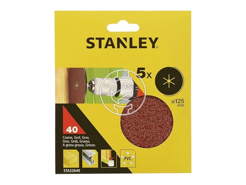 Stanley tépőzáras excentercsiszolópapír 125mm 40g